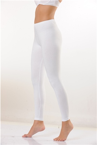 Hmd 4003 Kadın Rahat Doku Pamuklu Beyaz Uzun Tayt