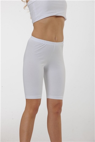 Hmd 4007 Kadın 3lü Rahat Doku Beyaz Diz Üstü Kapri Tayt