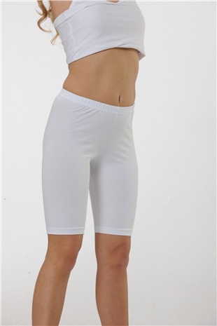 Hmd 4007 Kadın 3lü Rahat Doku Beyaz Diz Üstü Kapri Tayt