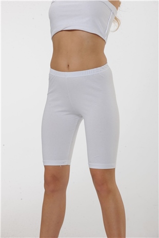 Hmd 4007 Kadın 3lü Rahat Doku Beyaz Diz Üstü Kapri Tayt