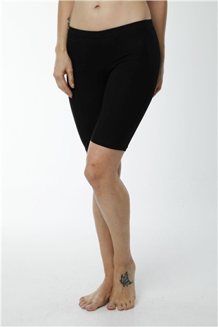 Hmd 4007 Kadın 3lü Rahat Doku Siyah Diz Üstü Kapri Tayt