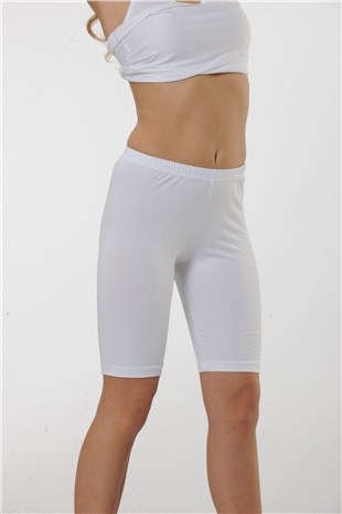 Hmd 4007 Kadın Beyaz Rahat Doku Diz Üstü Kapri Tayt