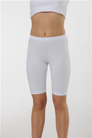 Hmd 4007 Kadın Beyaz Rahat Doku Diz Üstü Kapri Tayt