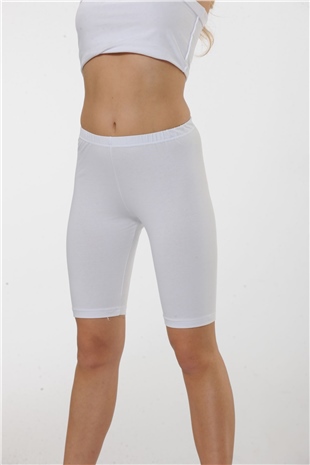 Hmd 4007 Kadın Beyaz Rahat Doku Diz Üstü Kapri Tayt