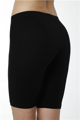 Hmd 4007 Kadın Siyah Rahat Doku Diz Üstü Kapri Tayt