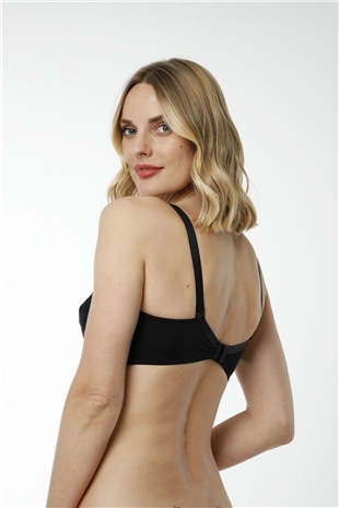 Hmd 6100 Kadın %100 Pamuk Rahat Doku Siyah İnce Askılı Göğüs Dantel Detaylı Toparlayıcı Sütyen