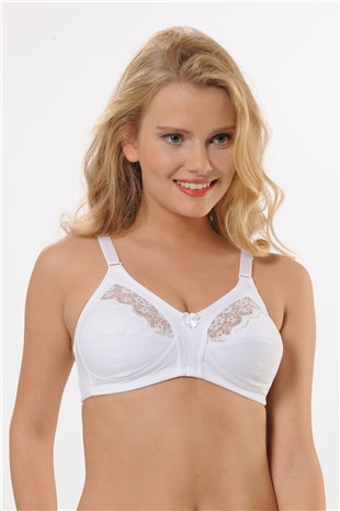Hmd 6100 Kadın 3lü %100 Pamuk Beyaz İnce Askılı Göğüs Dantel Detaylı Toparlayıcı Sütyen