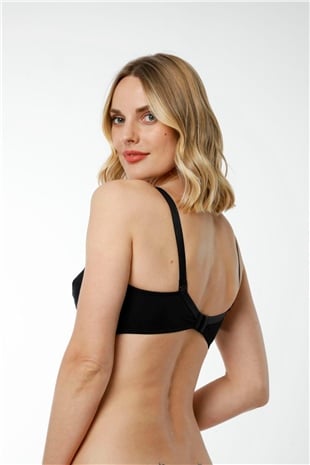 Hmd 6100 Kadın 3lü %100 Pamuk Siyah İnce Askılı Göğüs Dantel Detaylı Toparlayıcı Sütyen