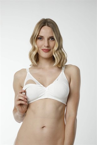 Kadın %100 Pamuk Ekru Emzirme Sütyeni & Rahat Doku HMD6010