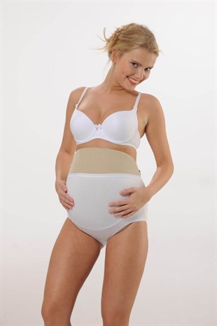 Kadın 3lü Beyaz Pamuklu Yüksel Bel Hamile Lohusa Külot & Rahat Doku -HMD1413-3