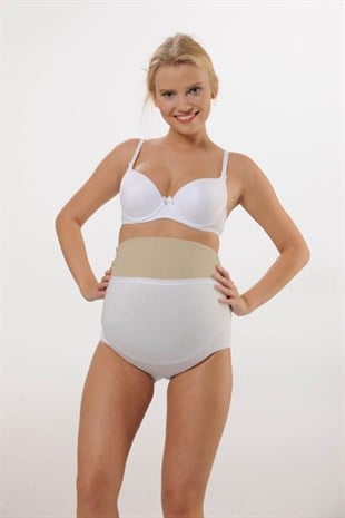 Kadın 3lü Beyaz Pamuklu Yüksel Bel Hamile Lohusa Külot & Rahat Doku -HMD1413-3