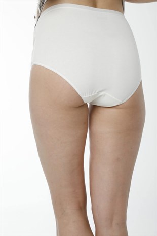 Kadın 3lü Ekru Pamuklu Yüksel Bel Hamile Lohusa Külot & Rahat Doku -HMD1413-3