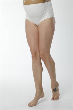 Kadın 3lü Ekru Pamuklu Yüksel Bel Hamile Lohusa Külot & Rahat Doku -HMD1413-3