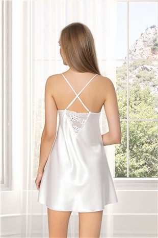 Kadın Ekru Saten Çeyiz Seti 6 Parça Dantelli Sabahlık Gecelik Pijama Şortlu Takım