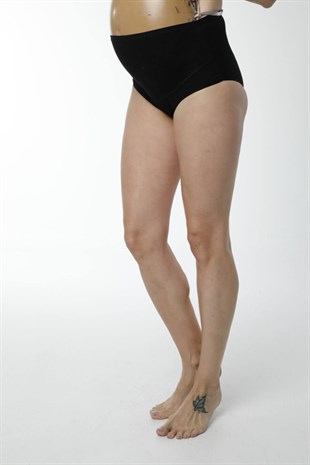 Kadın Siyah Pamuklu Yüksel Bel Hamile Lohusa Külot & Rahat Doku HMD1413