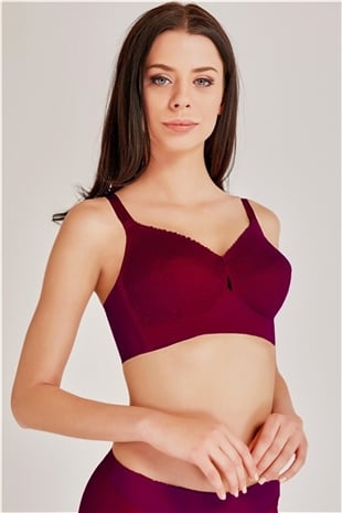 Magic Form 1718 Kadın Bordo Dantelli Balensiz Toparlayıcı Sütyen