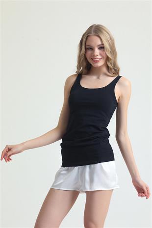 Magic Form 2021 Kadın Siyah Penye Kumaşlı Dar Askılı Uzun Atlet