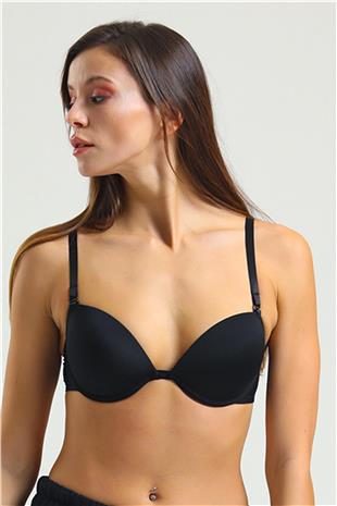 Magic Form 2169 Kadın Siyah Ortası Dekolte Düz Kumaşlı Süngerli Sütyen