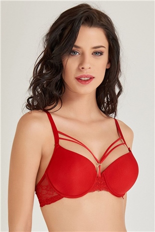 Magic Form 2589 Kadın Kırmızı Dantelli İpli Süngerli Sütyen
