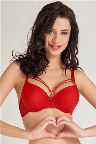 Magic Form 2589 Kadın Kırmızı Dantelli İpli Süngerli Sütyen