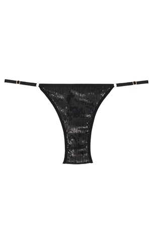 Magic Form 264 Kadın Siyah Yanlardan Ayarlı Payetli İpli Külot