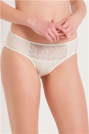 Magic Form 285 Kadın Ekru Önü Güpürlü Yüksek Bel Külot