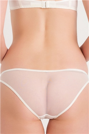 Magic Form 292 Kadın Ekru Brode Dantelli Geniş Kenarlı Normal Külot