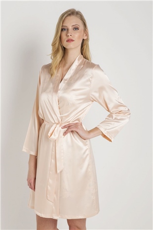 Magic Form 30427 Kadın Somon Düz Saten Kumaşlı Bride Sabahlık