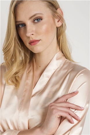 Magic Form 30427 Kadın Somon Düz Saten Kumaşlı Bride Sabahlık