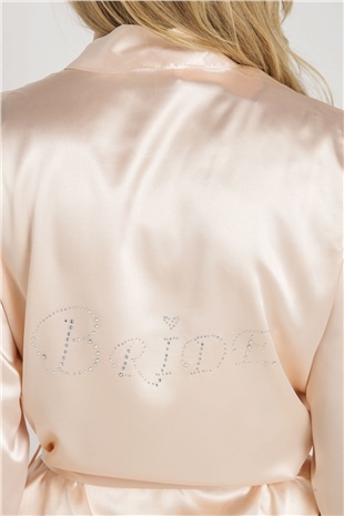 Magic Form 30427 Kadın Somon Düz Saten Kumaşlı Bride Sabahlık