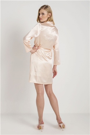 Magic Form 30427 Kadın Somon Düz Saten Kumaşlı Bride Sabahlık