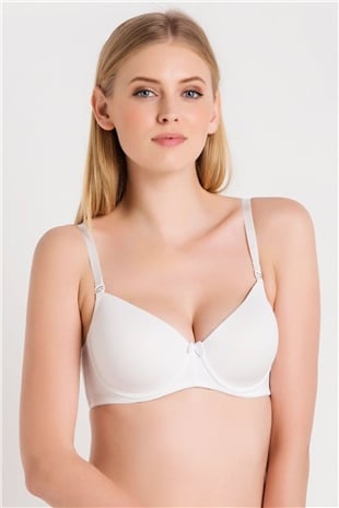 Magic Form 3045 Kadın Beyaz İnce Süngerli Düz Kumaşlı Dikişsiz Sütyen