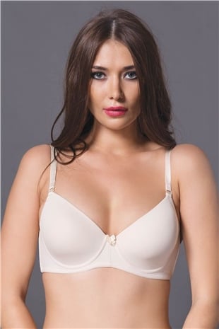 Magic Form 3045 Kadın Ekru İnce Süngerli Düz Kumaşlı Dikişsiz Sütyen