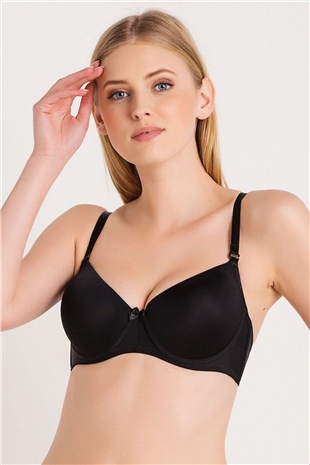 Magic Form 3045 Kadın Siyah İnce Süngerli Düz Kumaşlı Dikişsiz Sütyen