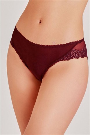 Magic Form 312 Kadın Bordo Arkası Dantelli Normal Külot