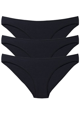 Magic Form 333 Kadın Siyah Düz Penye Kumaşlı 3 Lü Paket Normal Külot