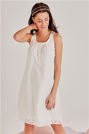 Magic Form 36110 Kadın Ekru Brodeli Lohusa Gecelik Sabahlık Takım