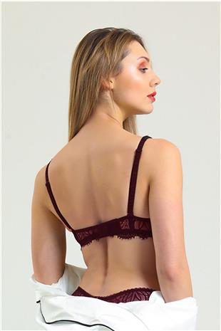Magic Form 3685 Kadın Bordo İnce Dantelli Süngerli Sütyen