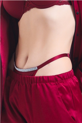 Magic Form 369 Kadın Bordo Taşlı String Külot