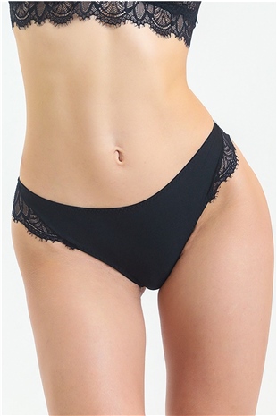 Magic Form 385 Kadın Siyah Önü Kumaş,Arkası Dantel Normal Külot