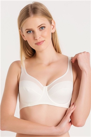 Magic Form 3983 Kadın Ekru Süngersiz Düz Kumaşlı Balenli Toparlayıcı Sütyen