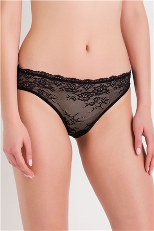 Magic Form 410 Kadın Siyah Yüksek Belli Dantelli Normal Külot