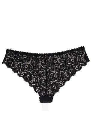 Magic Form 417 Kadın Siyah Dantelli Kumaş Detaylı Külot