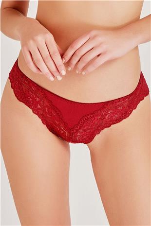 Magic Form 423 Kadın Bordo Dantelli Kumaş Detaylı Külot