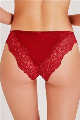 Magic Form 423 Kadın Bordo Dantelli Kumaş Detaylı Külot