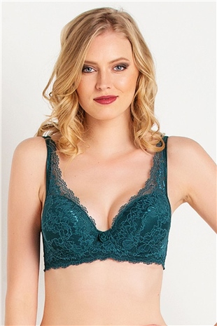 Magic Form 4289 Kadın Petrol Yeşili Askısı Dantelli Süngerli Sütyen