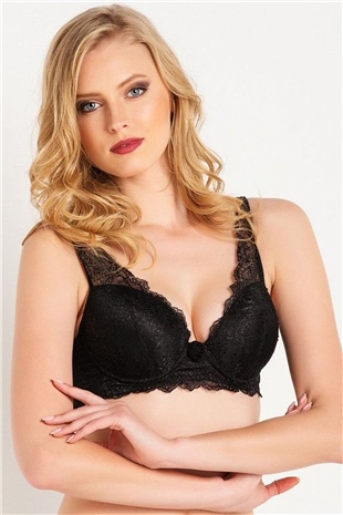 Magic Form 4289 Kadın Siyah Askısı Dantelli Süngerli Sütyen