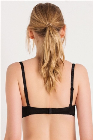 Magic Form 4592 Kadın Siyah Brode Dantelli Çıkarılabilir Dolgulu Süngerli Push-Up Sütyen