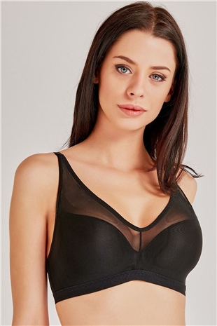 Magic Form 4636 Kadın Siyah Balensiz Süngerli Tüllü Sütyen
