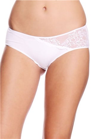 Magic Form 467 Kadın Beyaz Pamuklu Dantelli Normal Külot
